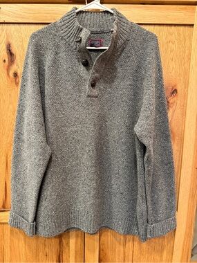 UNTUCKit Men's Gray Ribbed Mock-Neck Button Sweater